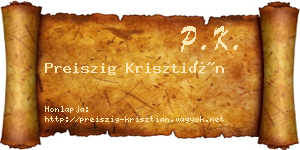 Preiszig Krisztián névjegykártya